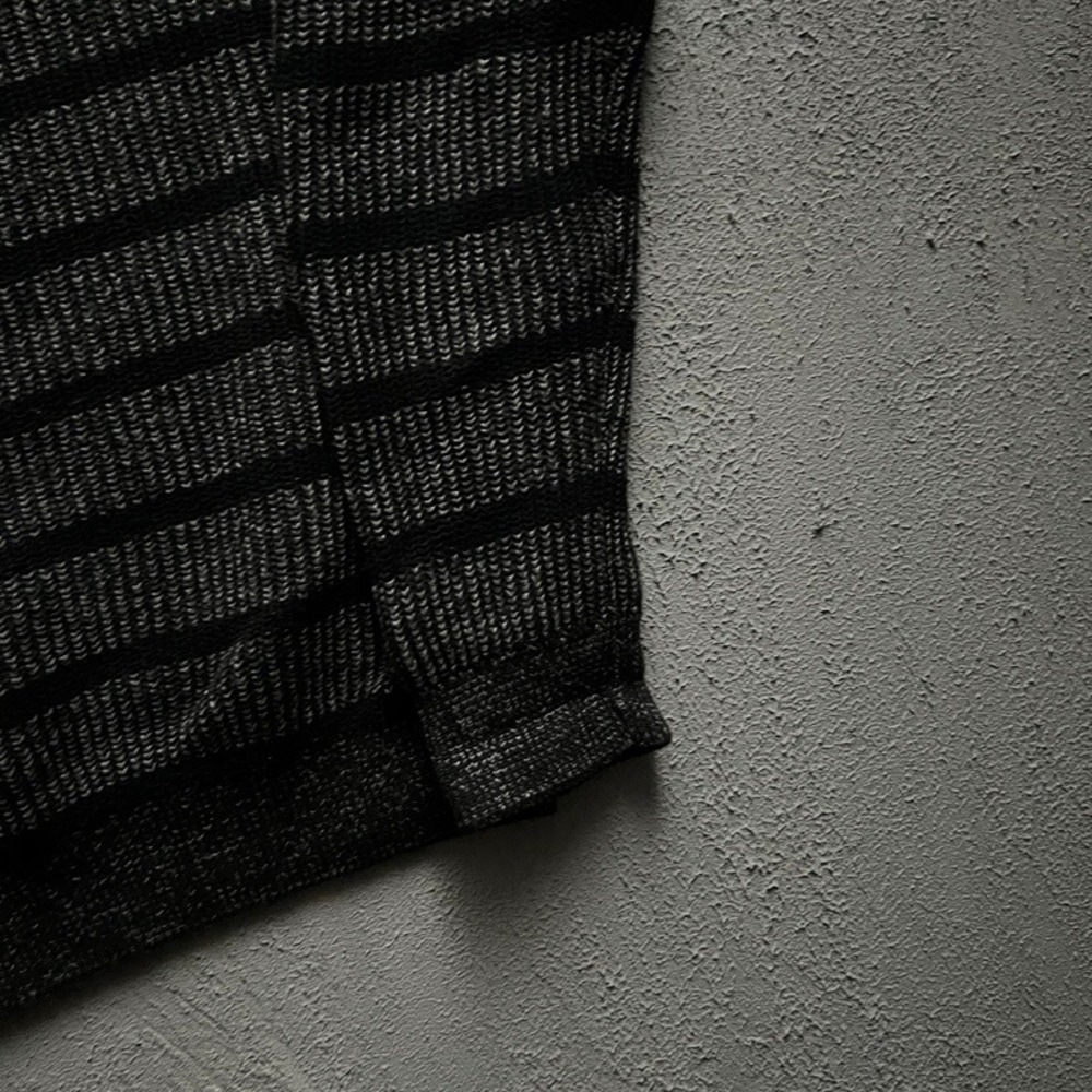 Vintage Denver Hayes Sweater Large Black 2000s Y2K Striped Ribbed Knit Crewneck - Picture 3 of 8